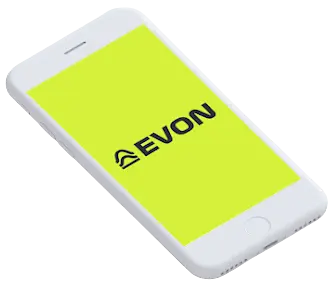Teléfono móvil mostrando el logo de EVON